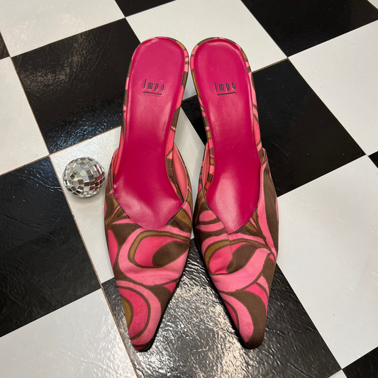 Impo Y2K Patterned Pointed Toe Kitten Heel