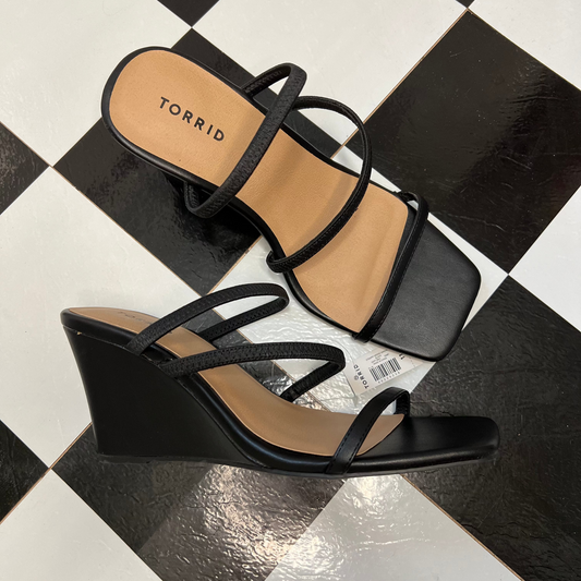 Torrid Black Strappy Wedge Heels