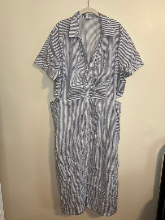 Old Navy Blue And White Striped Dress With Cutouts