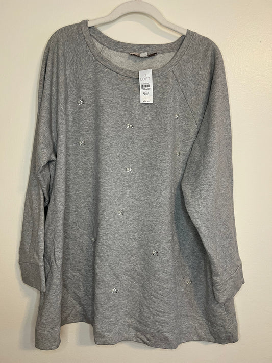 Loft Gray Pullover Sweater With Jewels
