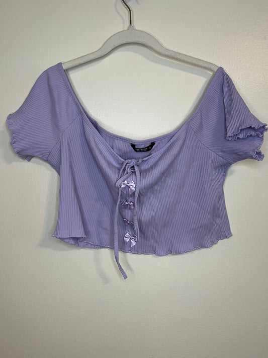 SHEIN Purple Cropped Off The Shoulder Top With Bow Detail