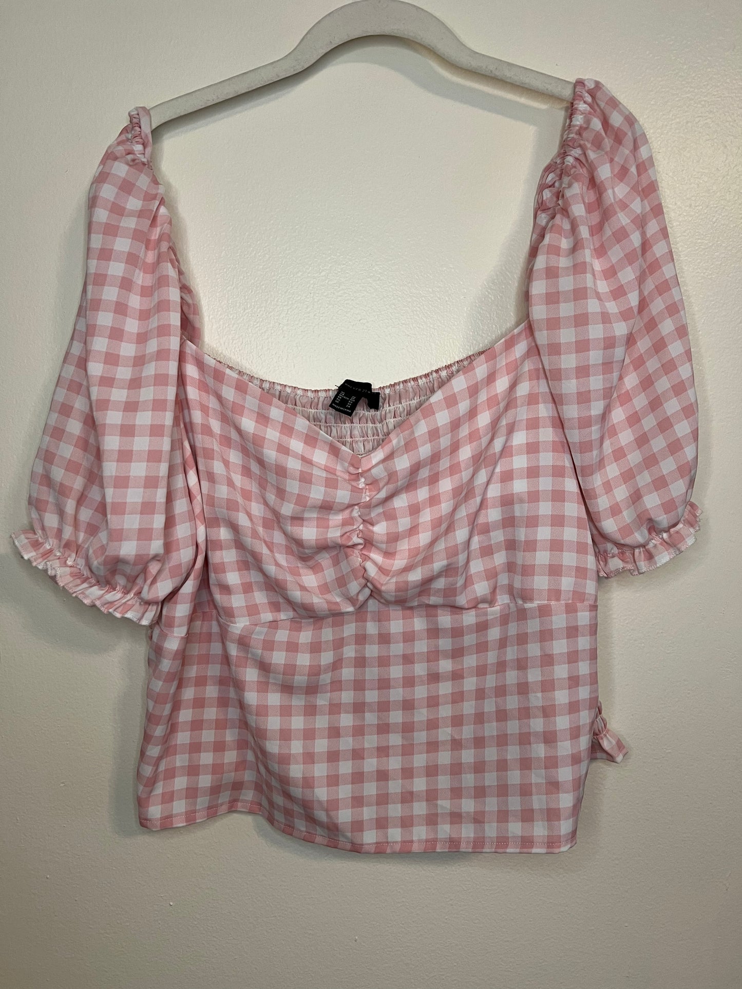 Forever21 Pink And White Gingham Cropped Top