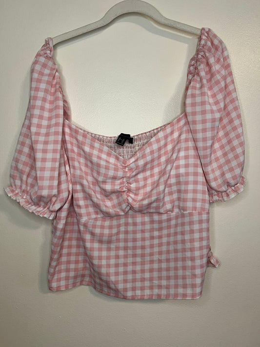 Forever21 Pink And White Gingham Cropped Top