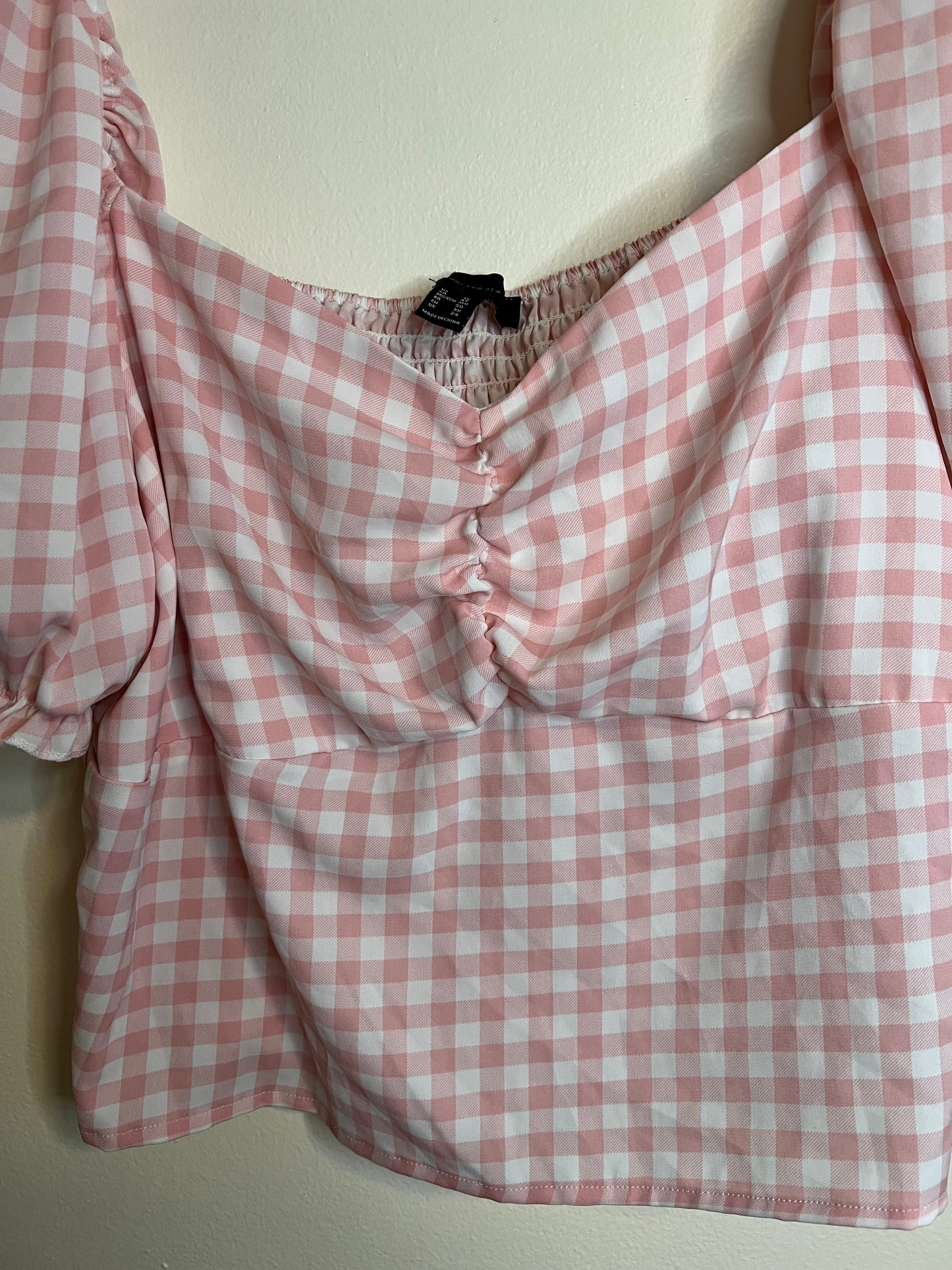Forever21 Pink And White Gingham Cropped Top