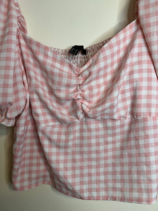 Forever21 Pink And White Gingham Cropped Top