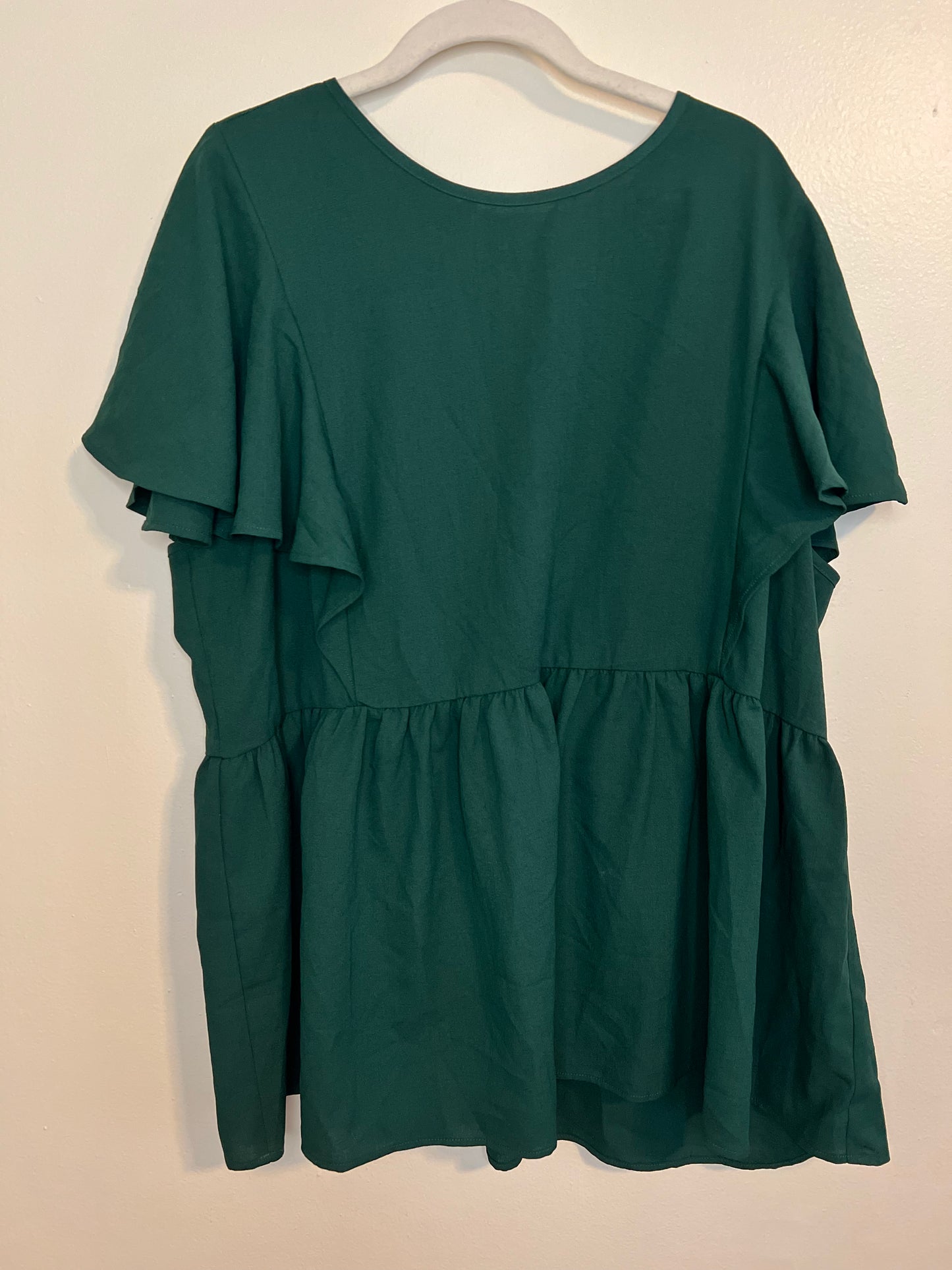 A Beautiful Soul Green Blouse Short Flutter Sleeve