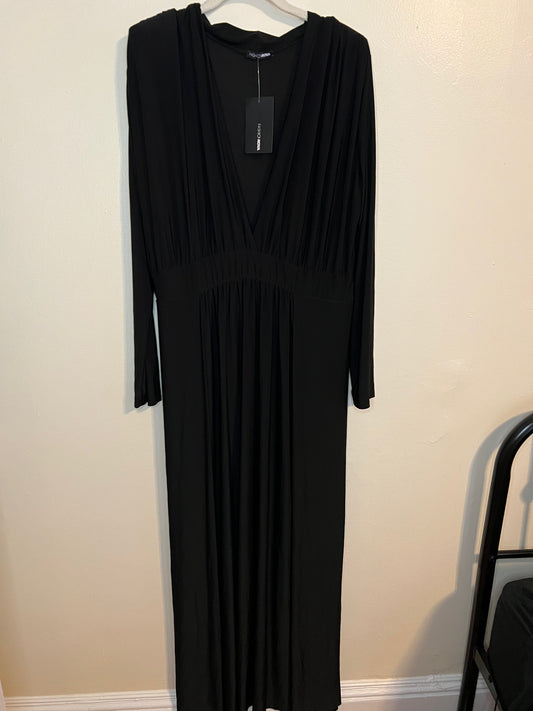 Fashion Nova Spree Black Dress With Two Slits Deep V Neck