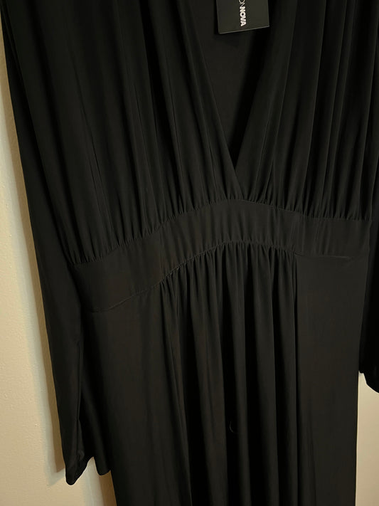 Fashion Nova Spree Black Dress With Two Slits Deep V Neck