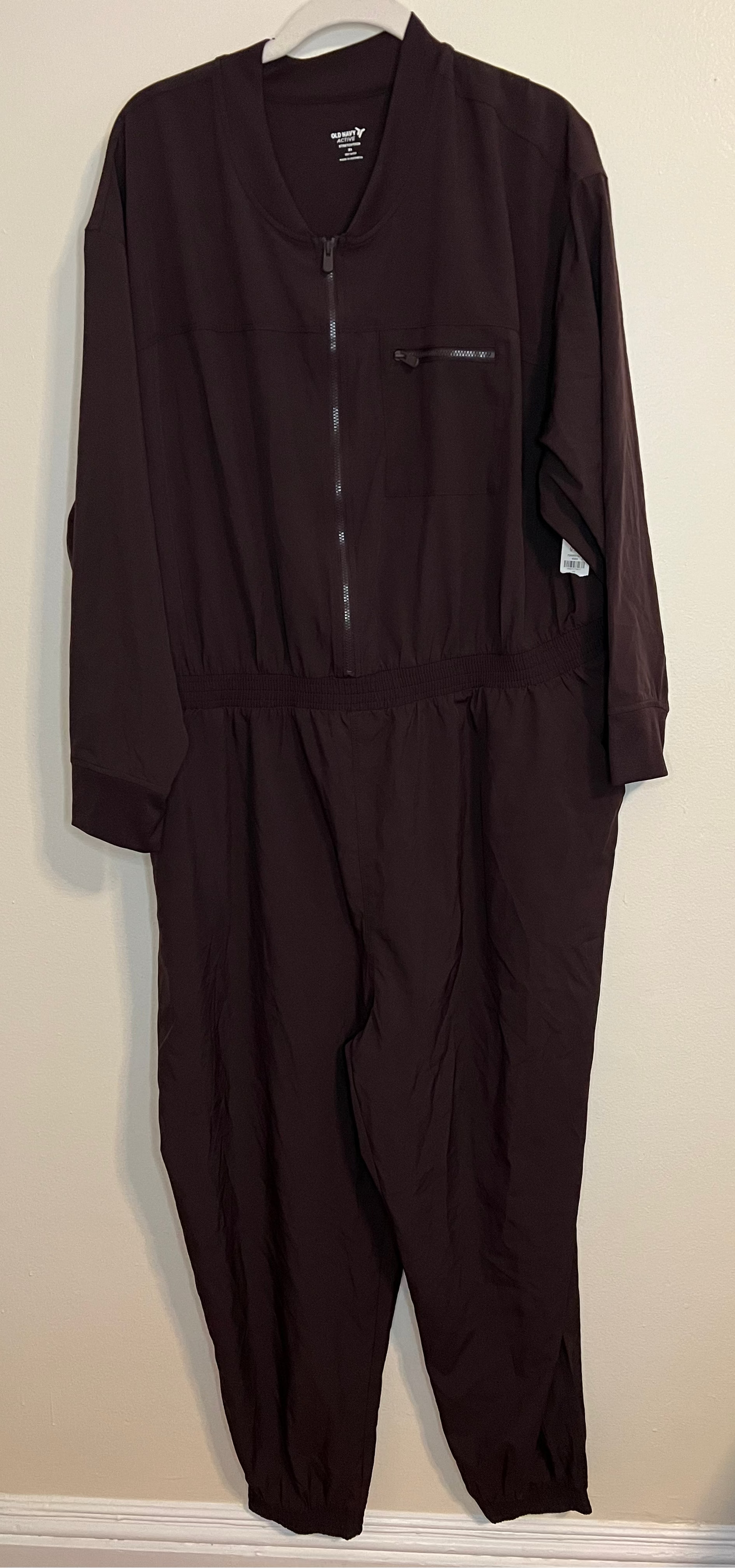 Old Navy Active Jumpsuit StretchTech Cropped Zip Plum Wine