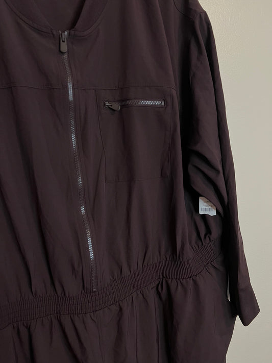 Old Navy Active Jumpsuit StretchTech Cropped Zip Plum Wine