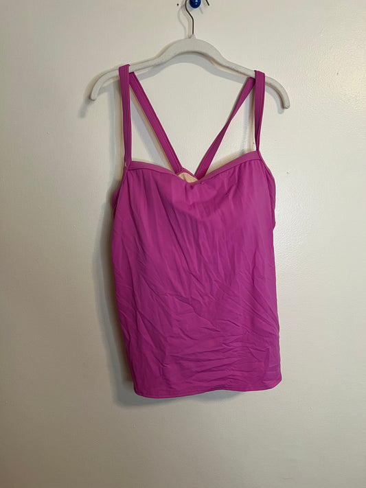 Lands End Pink Bathing Suit Tank Top W Built in Bra