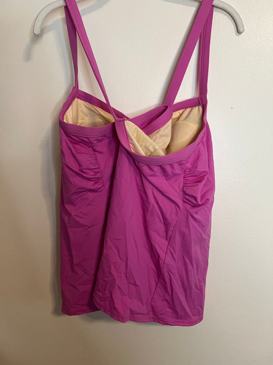 Lands End Pink Bathing Suit Tank Top W Built in Bra