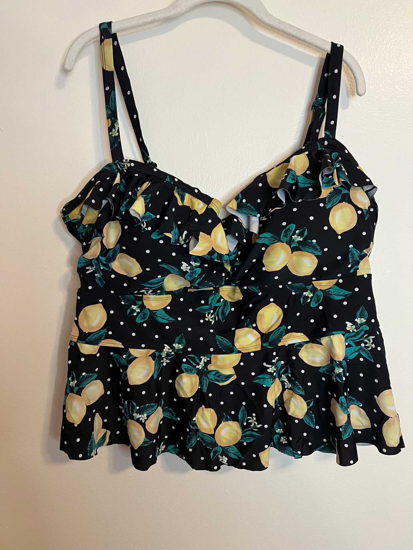 Torrid Lemon Bathing Suit Peplum Top