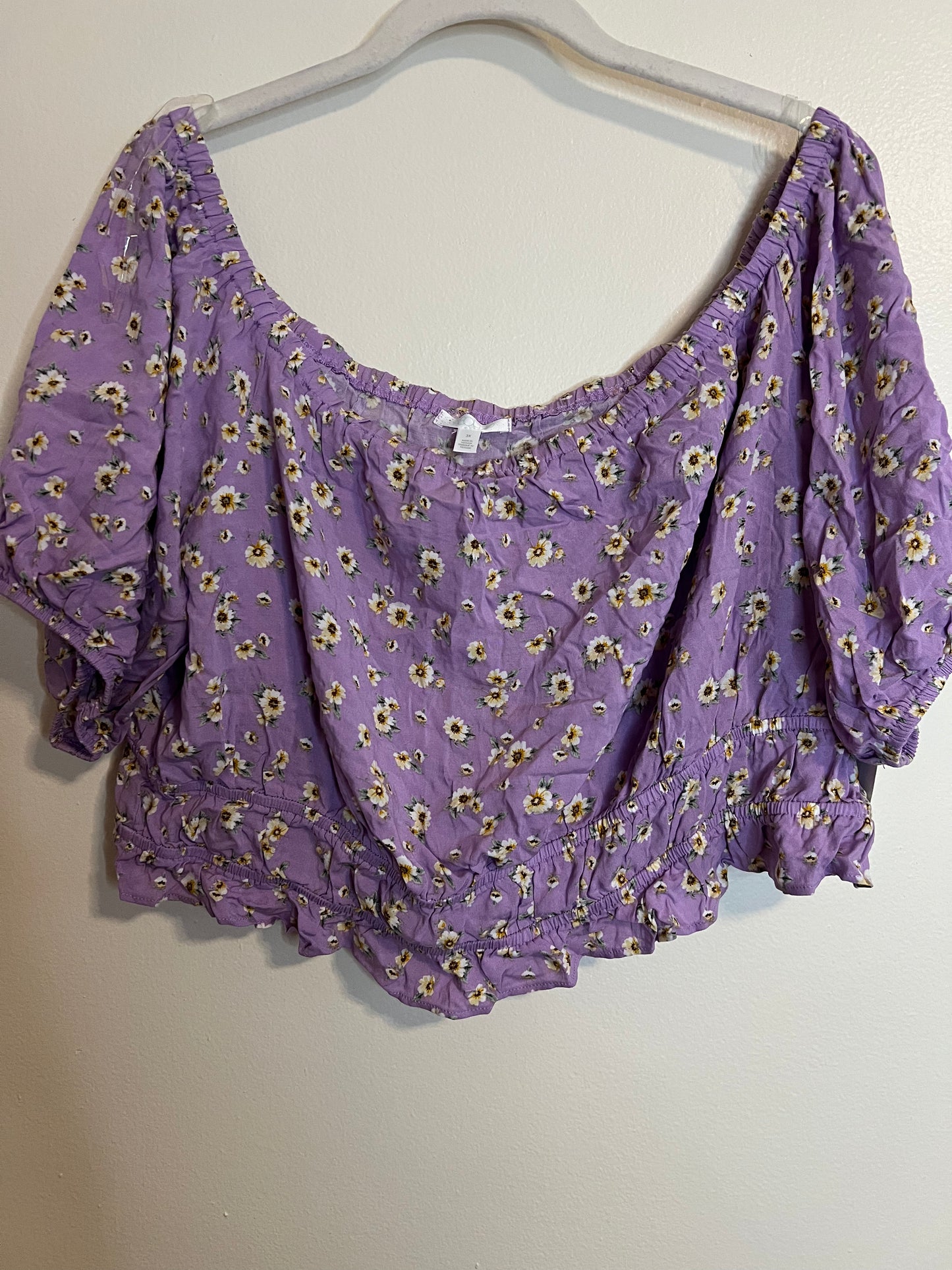 Abound Purple Floral Off The Shoulder Cropped Top