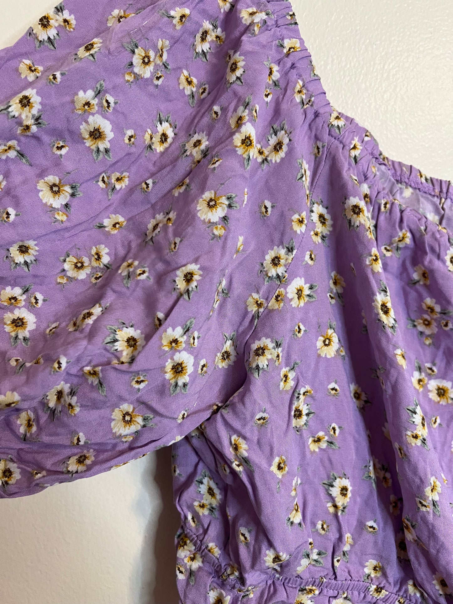 Abound Purple Floral Off The Shoulder Cropped Top