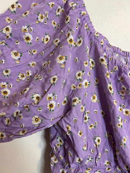 Abound Purple Floral Off The Shoulder Cropped Top