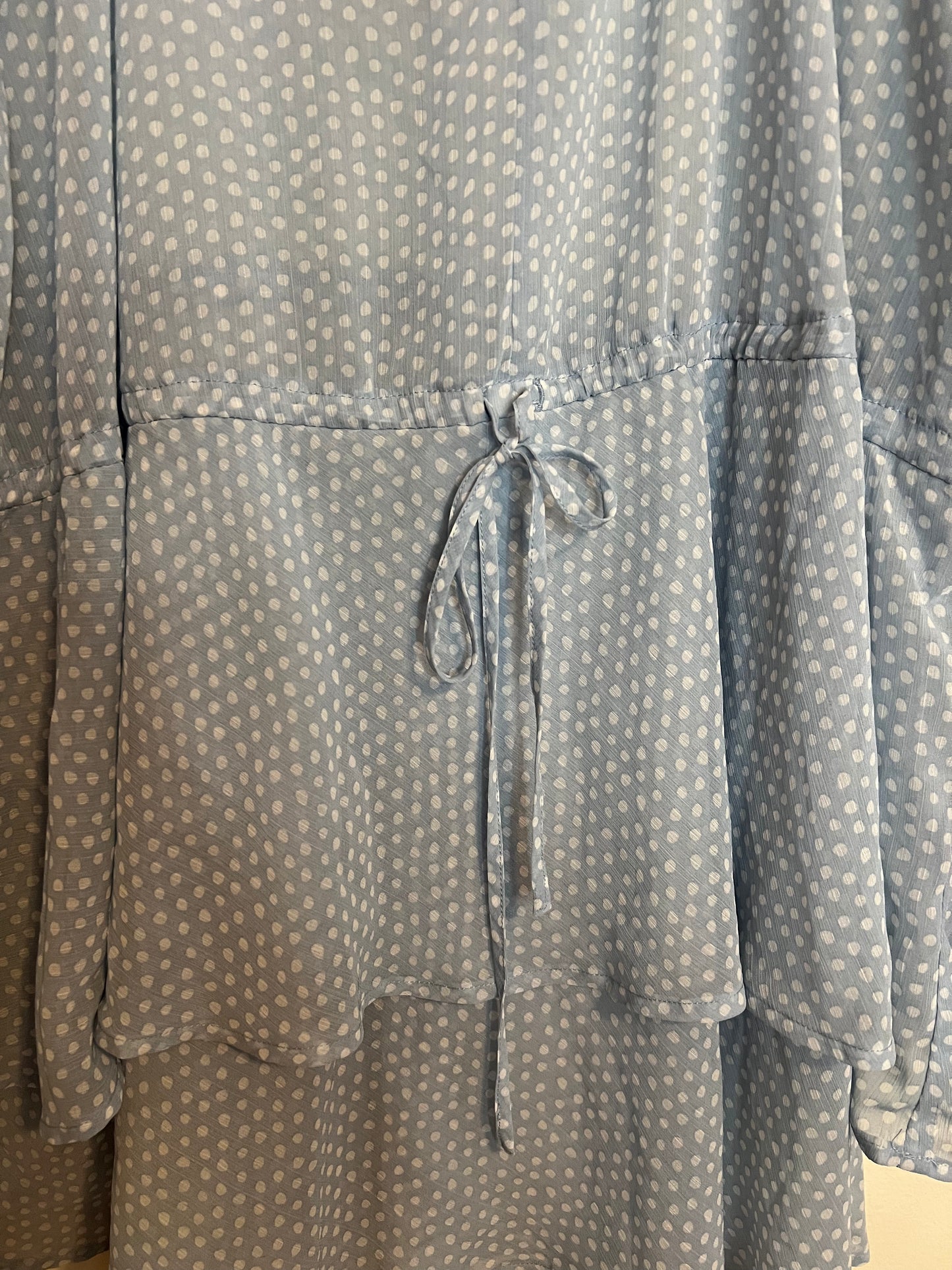 Torrid Light Blue And White Polka Dot Blouse