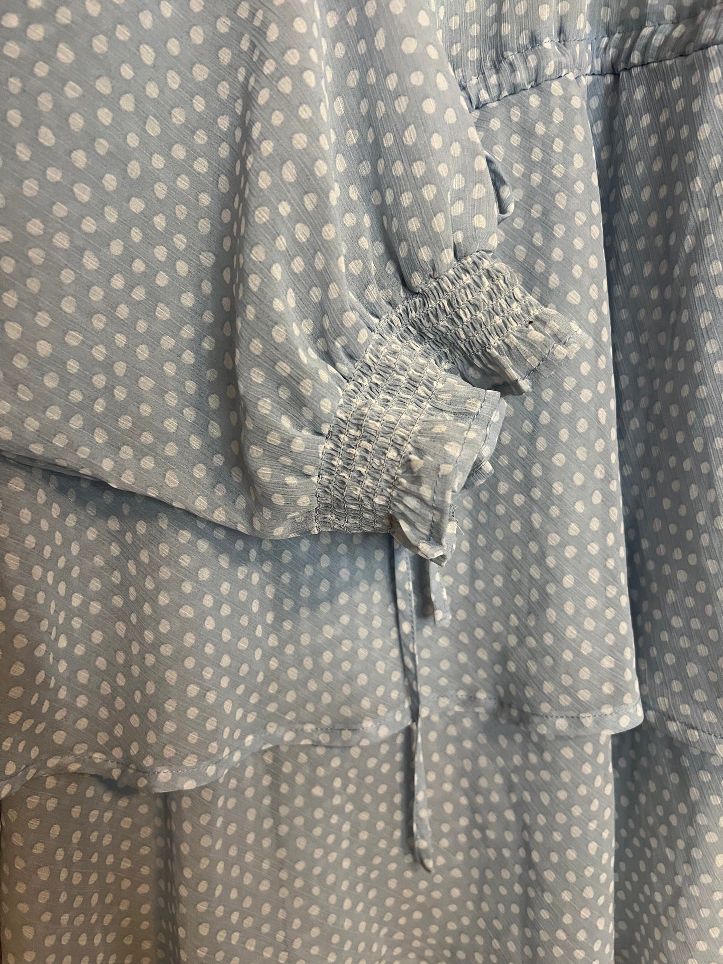 Torrid Light Blue And White Polka Dot Blouse