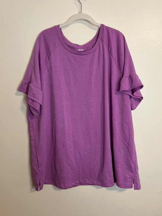 Old Navy Purple Sweater Top With Ruffle Short Sleeve