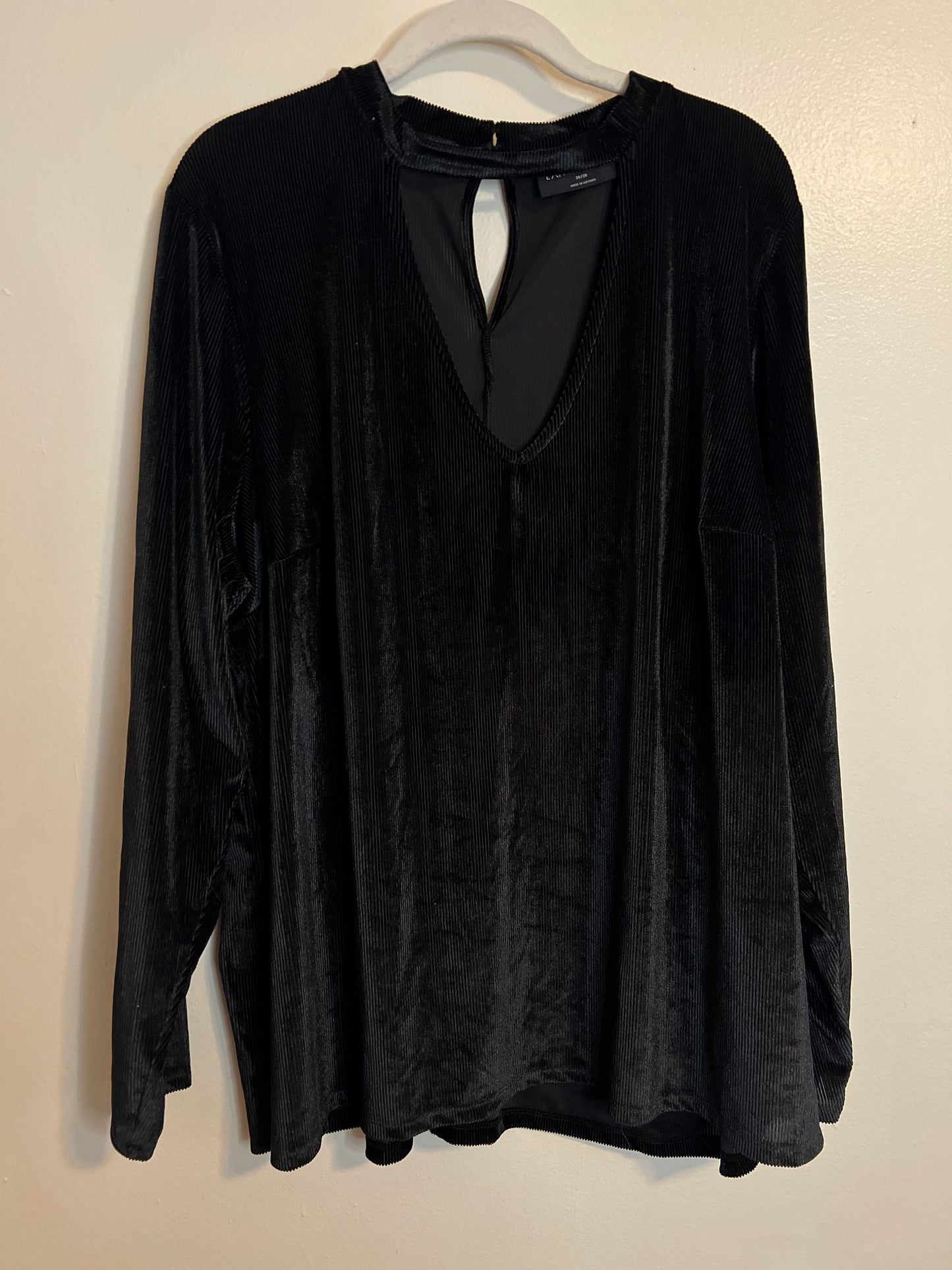 Lane Bryant Black Velvet Textured Top With Cutout
