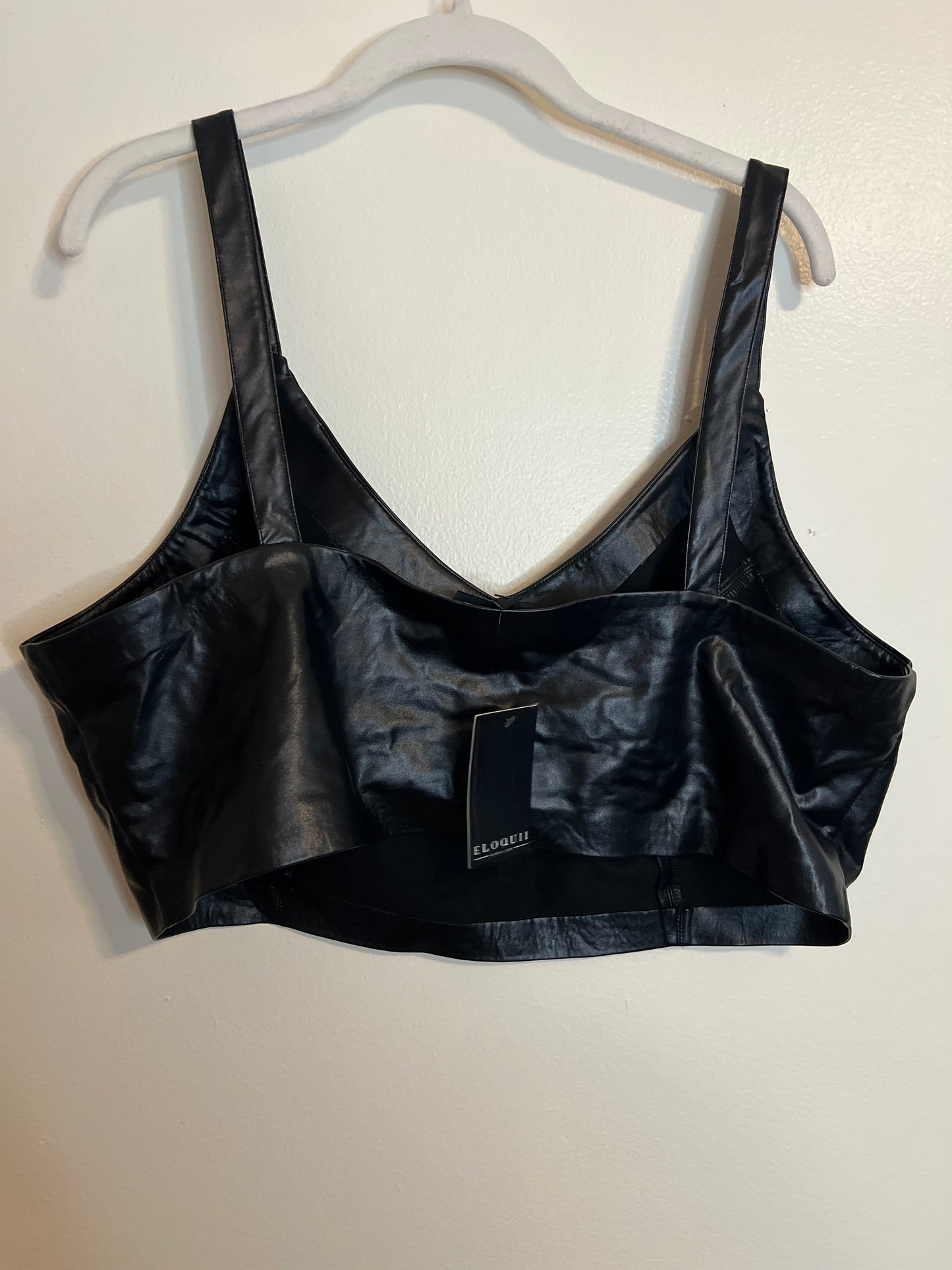 Eloquii Black Faux Leather Bralette
