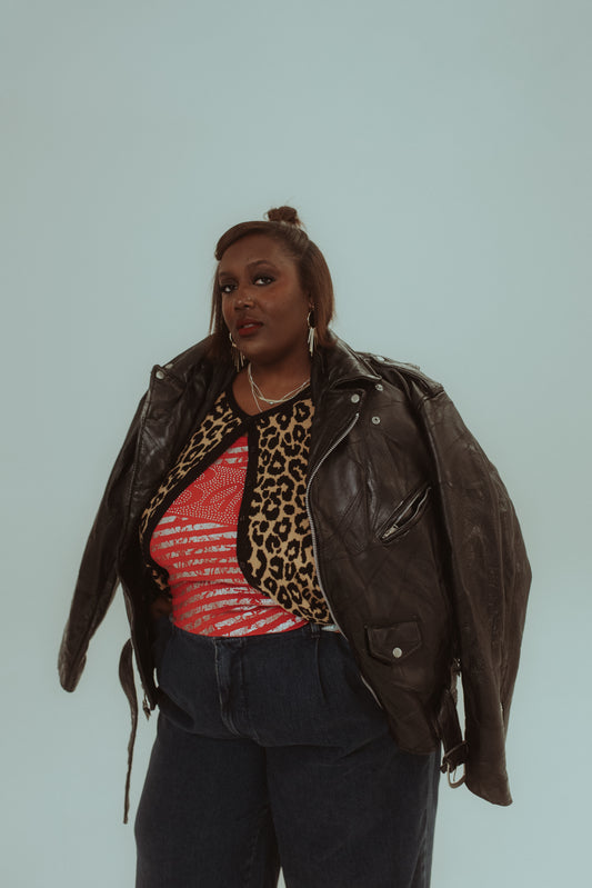 Vintage Diamond Plate Buffalo Leather Jacket