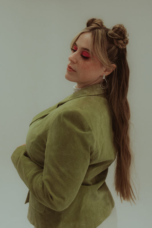 Alfani Green Suede Leather Jacket